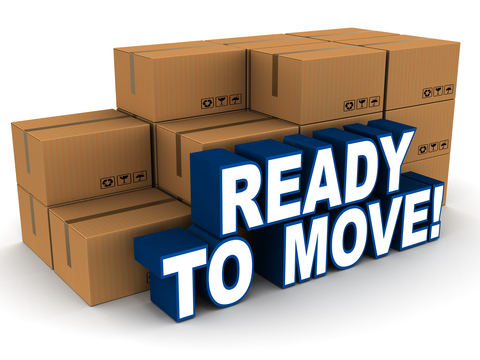 An illustration and picture of Ready to move boxes